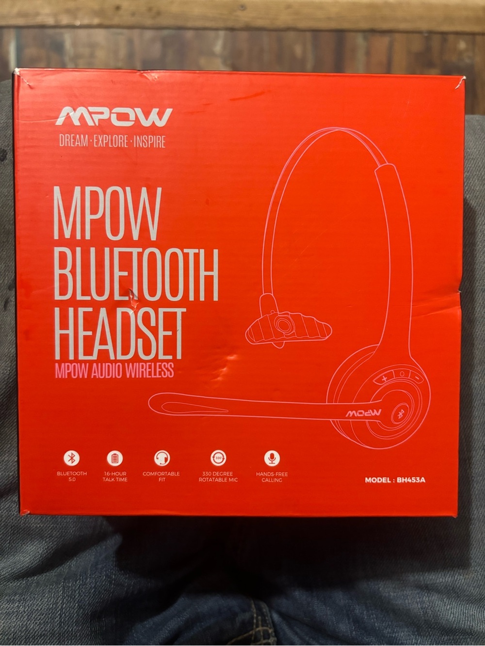 Bluetooth Headset Wireless On-Ear Headset - Red